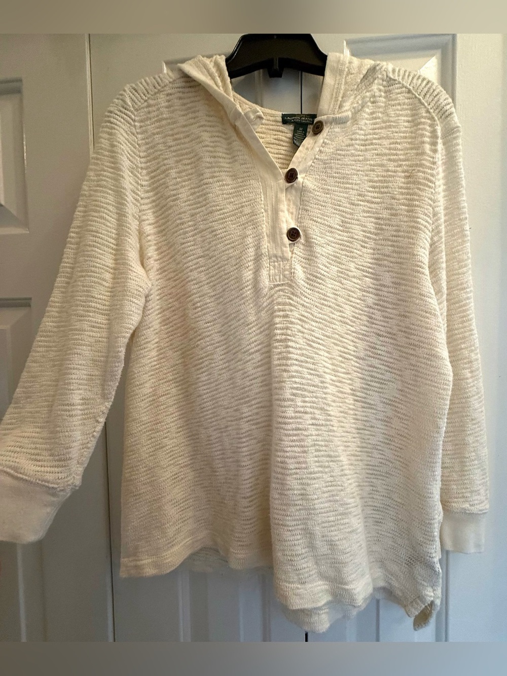 Ralph Lauren Hooded Henley Cotton Knit Sweater